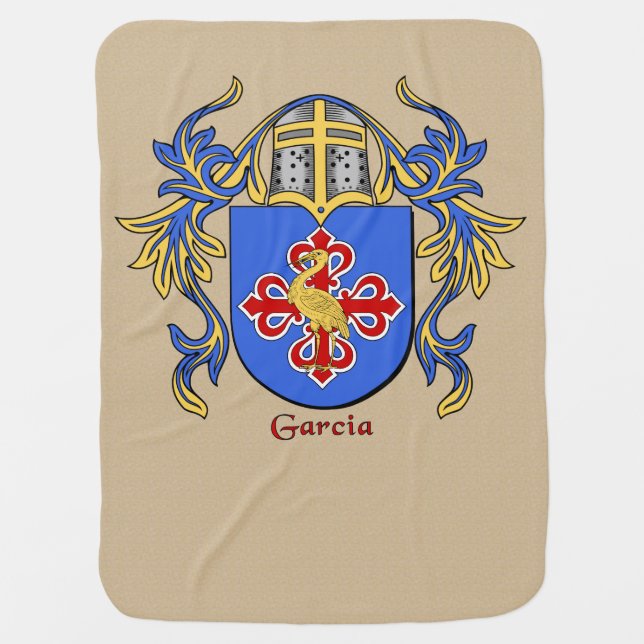 Garcia Heraldic Shield and Mantling Baby Blanket (Front)