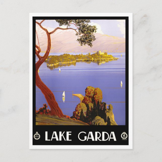 Garda Lake Italy vintage travel Postcard (Front)