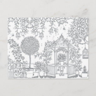 garden adult coloring postcard gift