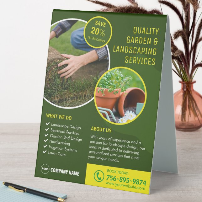 Garden And Landscaping Services Table Tent (In SItu (Table))