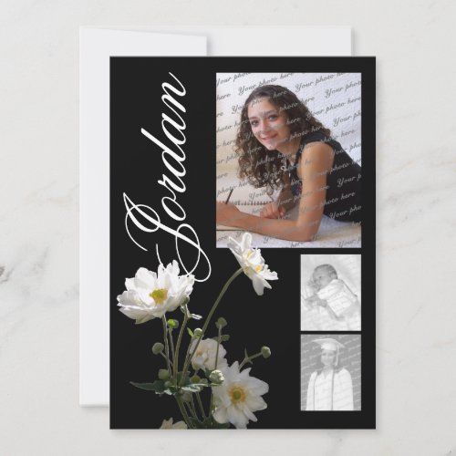 Garden Anemone Flower Graduation Invites