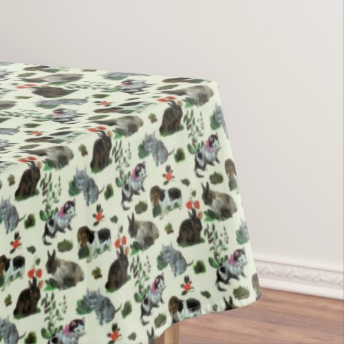 Garden Animals Rabbit Cat Dog Flowers Tablecloth