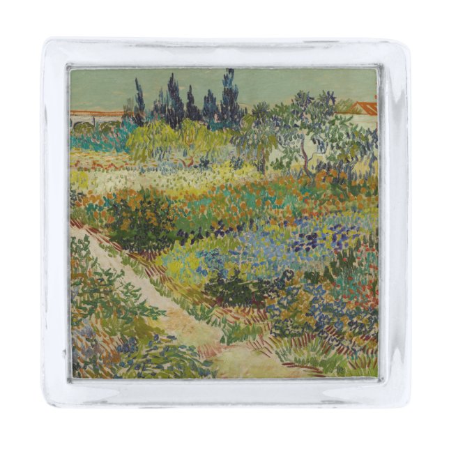 Garden at Arles by Vincent Van Gogh Silver Finish Lapel Pin (Front)