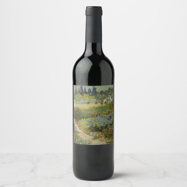 Garden at Arles by Vincent Van Gogh Wine Label (Front)