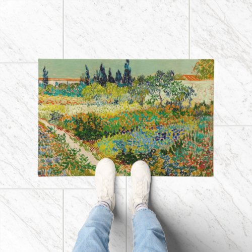 Garden at Arles  Vincent Van Gogh Doormat