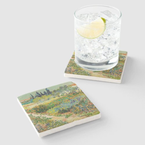 Garden at Arles  Vincent Van Gogh Stone Coaster