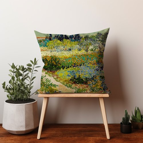 Garden at Arles  Vincent Van Gogh Throw Pillow