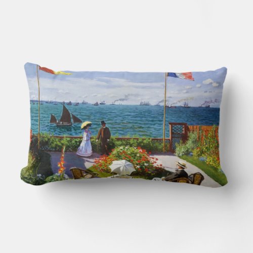 Garden at Sainte_Adresse 1867 Claude Monet Lumbar Pillow