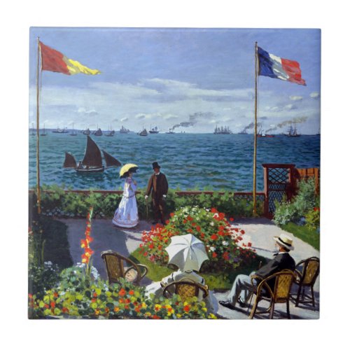 Garden at Sainte_Adresse by Claude Monet Tile