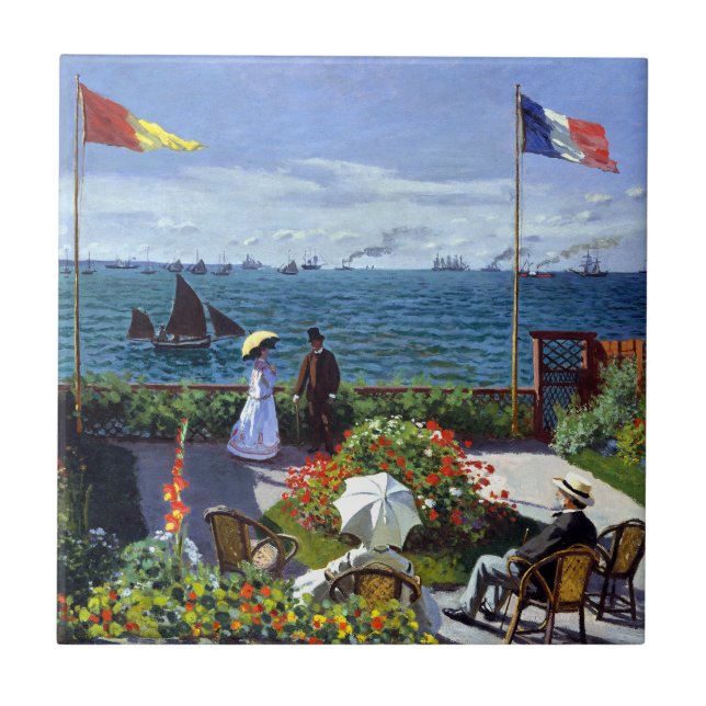 Garden at Sainte-Adresse by Claude Monet Tile (Front)