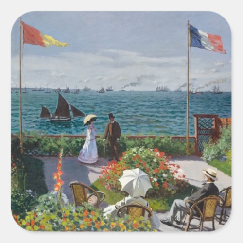 Garden at Sainte_Adresse _ Claude Monet fine art Square Sticker