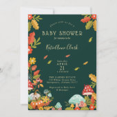 Garden Autumn Leafs Mushroom & Pumpkin Baby Shower Invitation (Front)