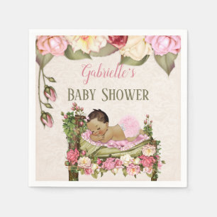 Garden Baby Shower Bed Roses Girl Pink Ivory Napkins