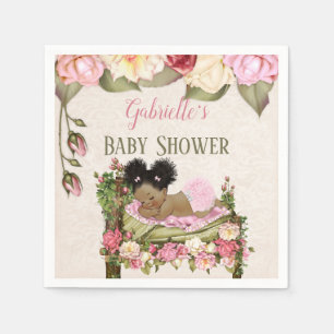 Garden Baby Shower Bed Roses Girl Pink Ivory Napkins