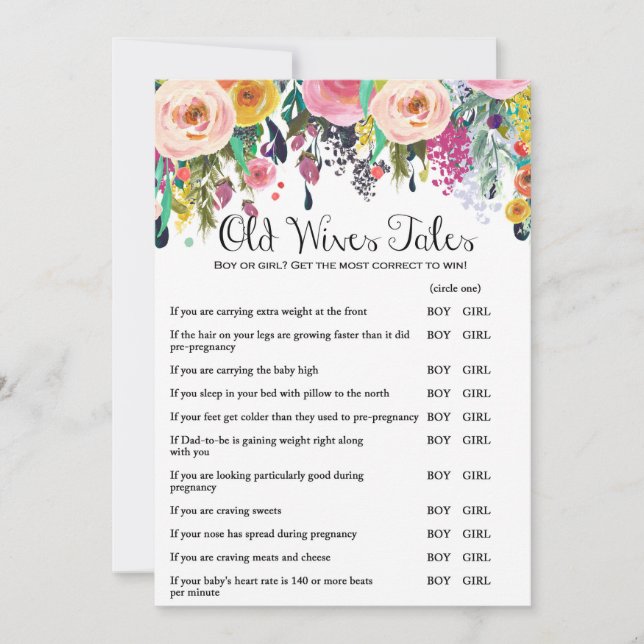 Garden Baby Shower Game w answer back 5x7 size Invitation (Front)