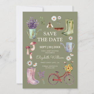 Garden Baby Shower Save The Date Card