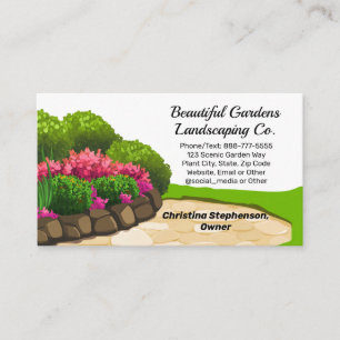 Garden Bed Landscape Design Landscaper Contractor Business Card