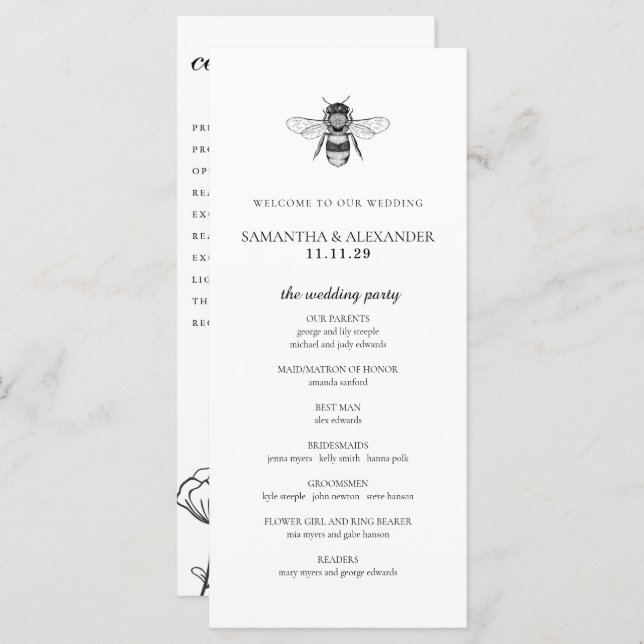 Garden Bee Ceremony Program (Front/Back)