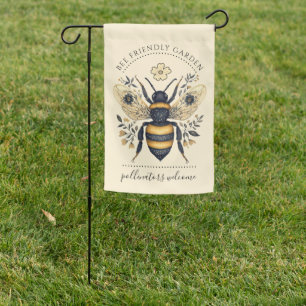 Garden Bee Pollinators Welcome Flag