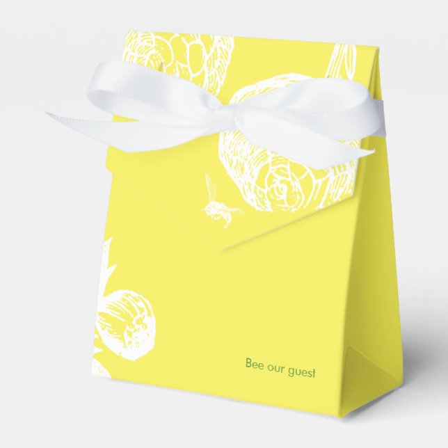 Garden Bee Toile Yellow Garden Party Favor Boxes (Front Side)
