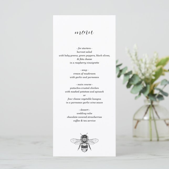 Garden Bee Wedding Menu (Standing Front)