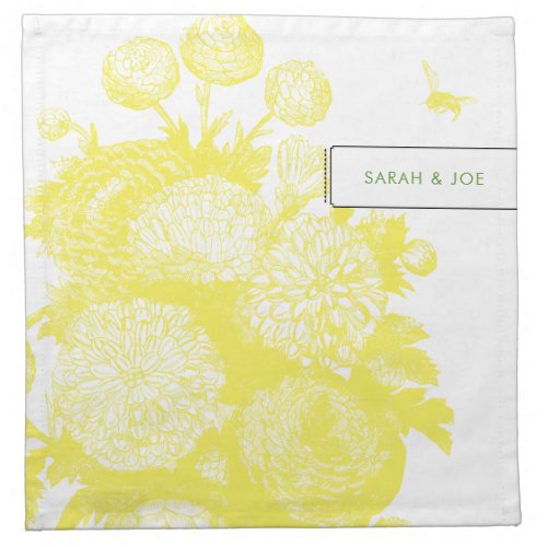 Garden Bee Yellow Toile Souvenir Napkins