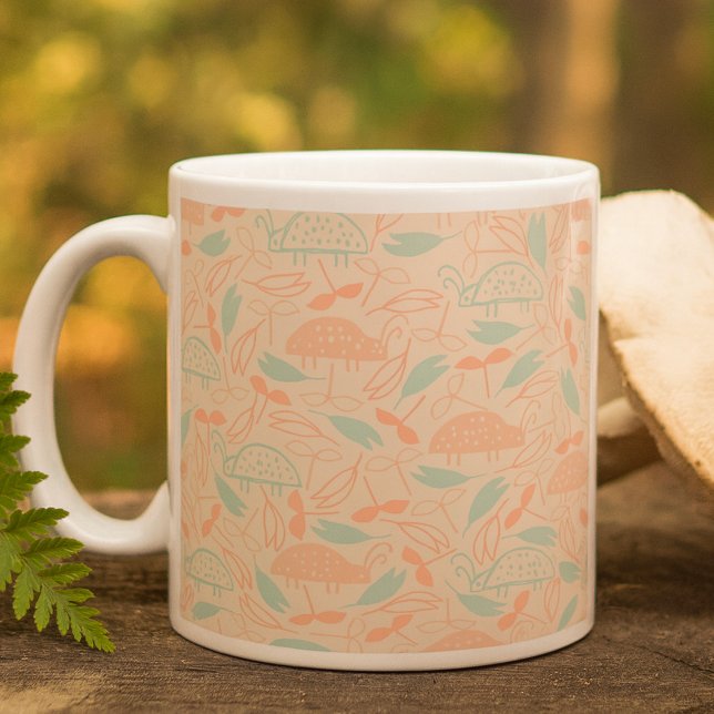 Garden Beetles and Leaves Pattern Coffee Mug (Creator Uploaded)