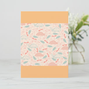 Garden Beetles and Leaves Pattern Invitation