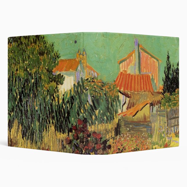 Garden Behind a House by Vincent van Gogh 3 Ring Binder (Background)