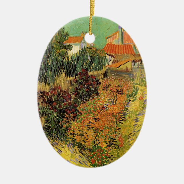 Garden Behind a House by Vincent van Gogh Ceramic Ornament (Front)