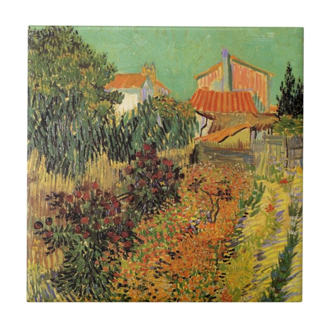 Garden Behind a House by Vincent van Gogh Ceramic Tile (Front)
