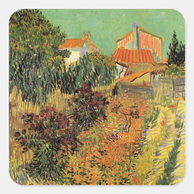 Garden Behind a House by Vincent van Gogh Square Sticker (Front)