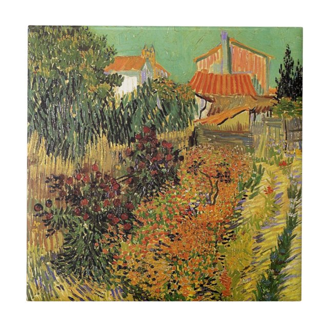 Garden behind a House.  Vincent van Gogh. Tile (Front)