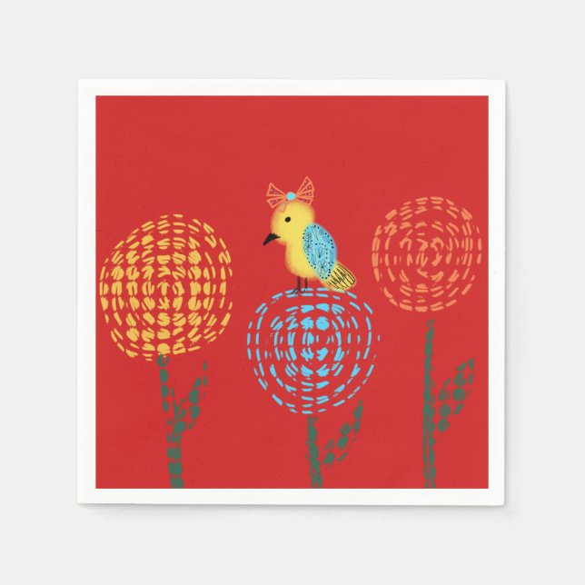 Garden Bird Party Napkins (Front)