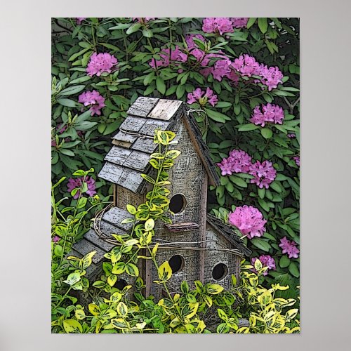 Garden Birdhouse Photo Art  Poster