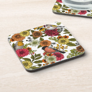 Garden birds and flowers 1 beverage coaster