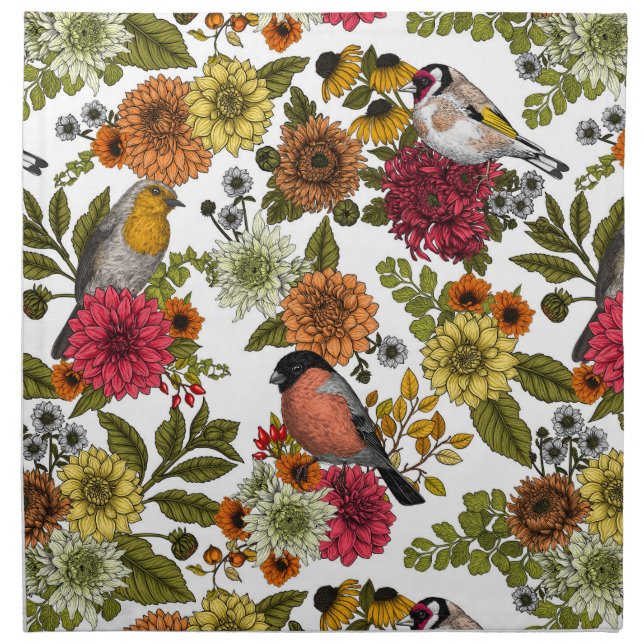 Garden birds and flowers 1 cloth napkin (Front)