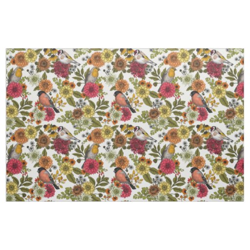 Garden birds and flowers 1 fabric