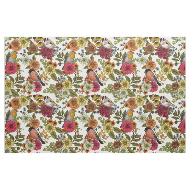 Garden birds and flowers 1 fabric (Fat Quarter)