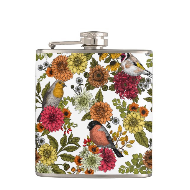 Garden birds and flowers 1 flask (Front)