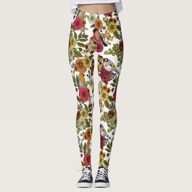 Garden birds and flowers 1 leggings (Front)