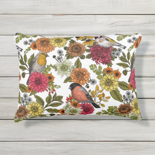 Garden birds and flowers 1 outdoor pillow