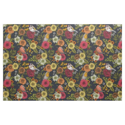 Garden birds and flowers 2 fabric