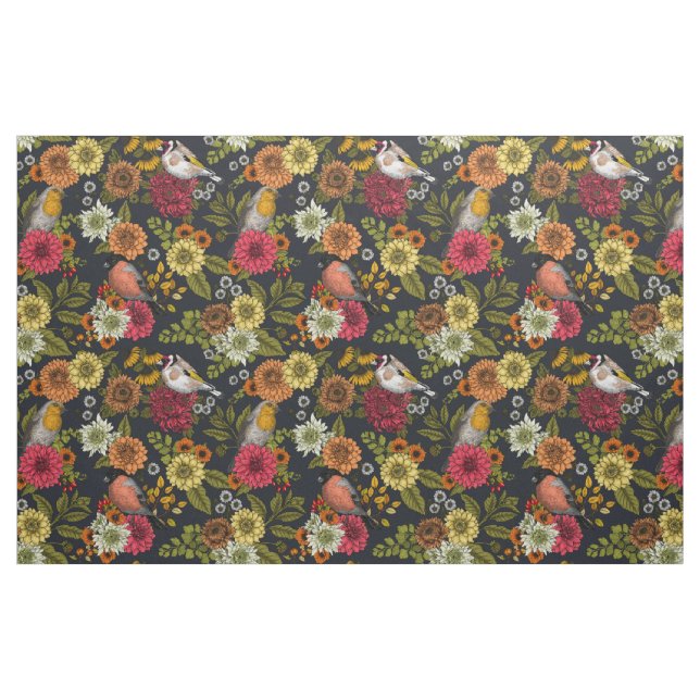 Garden birds and flowers 2 fabric (Fat Quarter)