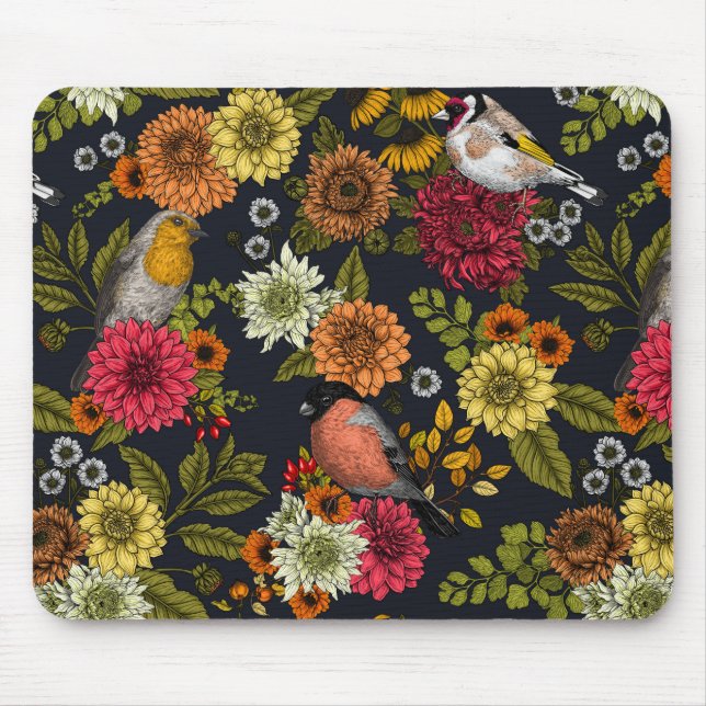 Garden birds and flowers 2 mouse pad (Front)