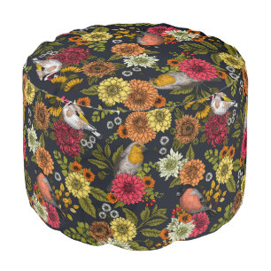 Garden birds and flowers 2 pouf