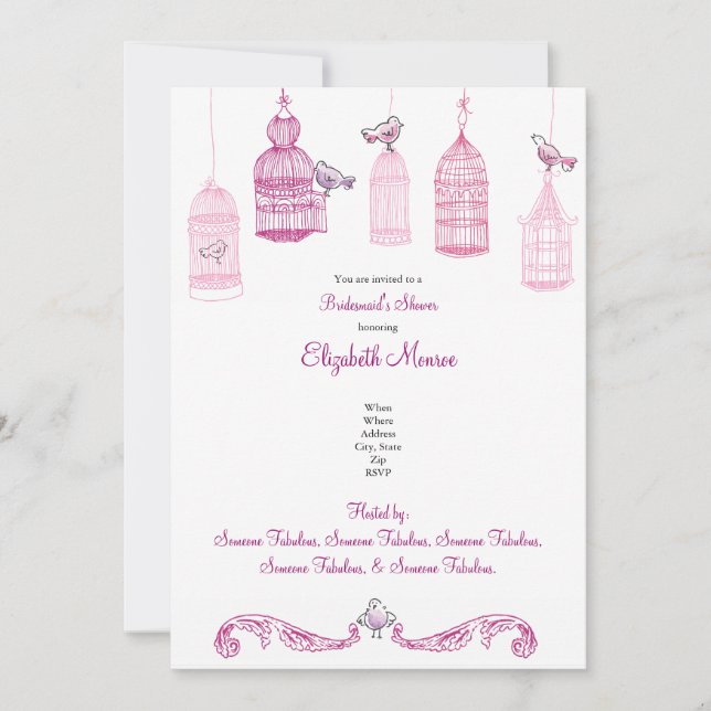 "Garden Birds" Bridal Shower & Birthday Invitation (Front)