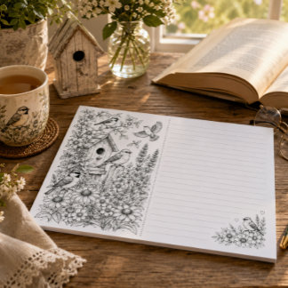 Garden Birds Coloring Writing Paper Pad