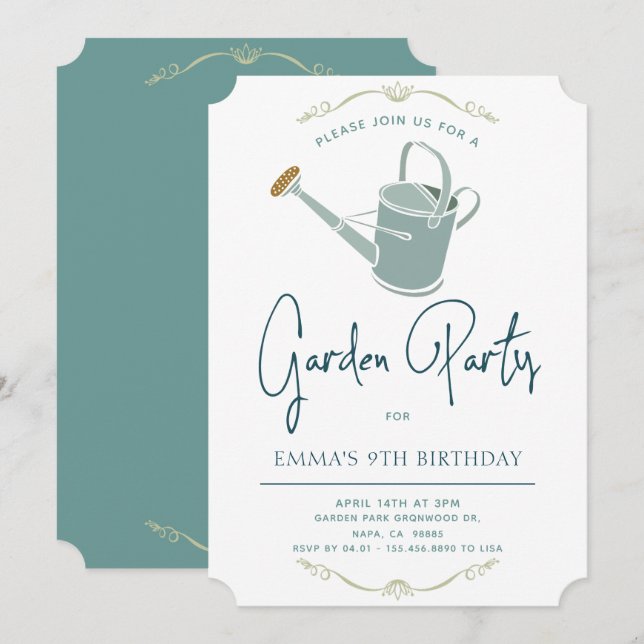 Garden Birthday Party Simple Elegant Invitation (Front/Back)