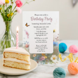 Garden Birthday Party Wildflowers Floral  Invitation